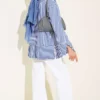 Striped Detail French Terry Tunic with Crew Neck Indigo – Bild 3