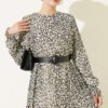 Leopard Print Chiffon Dress Ecru - immagine 2