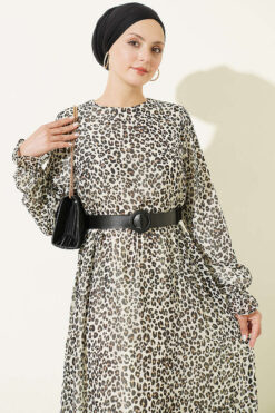 Alternative view of Leopard Print Chiffon Dress Ecru