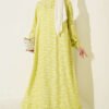 Bicycle Neck Gathered Dress Yellow