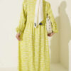Bicycle Neck Gathered Dress Yellow - Image 3