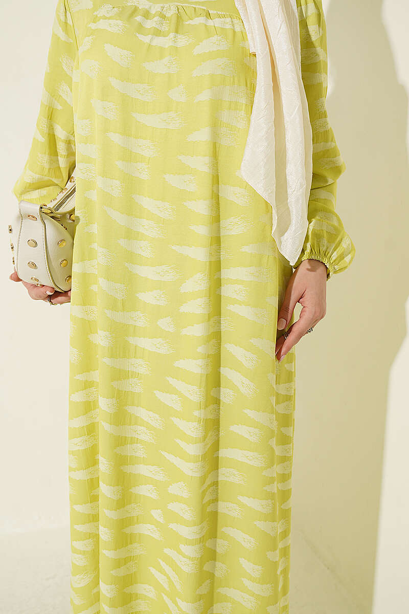 Bicycle Neck Gathered Dress Yellow - Image 4