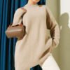 Crew Neck Sweater with Beard Detail Latte