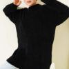 Crew Neck Sweater with Beard Detail Black