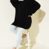 Crew Neck Sweater with Beard Detail Black - الصورة 2