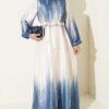 Crew Neck Stone Jacquard Dress Blue