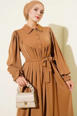 Alternative view of Oversized Gathered Waist Dress Camel