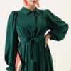 Oversized Gathered Waist Dress Green – Bild 2