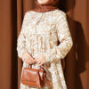 Bell Sleeve Dress with Lace Bodice and Waistband Beige – Bild 2