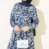 Bell Sleeve Dress with Lace Bodice and Waistband Navy Blue – Bild 2