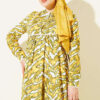 Bell Sleeve Dress with Lace Bodice and Waistband Oil Green - Image 2