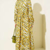 Bell Sleeve Dress with Lace Bodice and Waistband Oil Green - Image 3