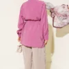 ⁦Bolero Detailed Tie Belt Tencel Shirt Magenta⁩ - الصورة ⁦3⁩