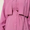 ⁦Bolero Detailed Tie Belt Tencel Shirt Magenta⁩ - الصورة ⁦4⁩