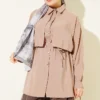 Bolero Detailed Tie Belt Tencel Shirt Mink
