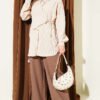 Tie-Front Bolero Shirt Beige – Image 2