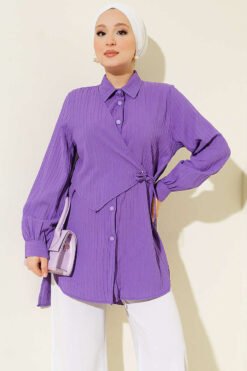 Tie-Front Bolero Shirt Lilac