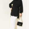 ⁦Tie-Front Bolero Shirt Black⁩ - الصورة ⁦2⁩