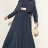 Dress with Bolero and Elastic Waist Navy Blue – Image 2