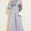 Floral Motif Belted Abaya Coffee Brown - Afbeelding 6