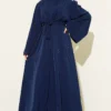 Floral Motif Belted Abaya Coffee Brown - Afbeelding 7