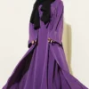 Floral Motif Belted Abaya Coffee Brown - Afbeelding 8
