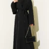 Floral Motif Belted Abaya Coffee Brown - Afbeelding 9
