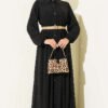 Button-Up Dress with Pleated Detail Black