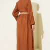 Button-Up Dress with Pleated Detail Tan – Bild 3