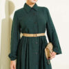 Button-Up Dress with Pleated Detail Emerald – Bild 2
