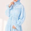 Button-Up Tiered Drawstring Dress Baby Blue - Image 2