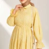 Button-Up Tiered Drawstring Dress Yellow - Afbeelding 2