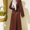Buttoned Corset Detailed Dress Brown - Image 3