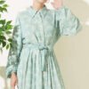 Button-Down Dress with Patterned Details Mint - Image 2