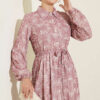 Button-Down Dress with Patterned Details Powder Pink - immagine 2