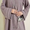 Button-Down Long Coat with Piped Sleeves Lilac - Image 4