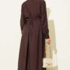 Buttoned Belted Dress with Trousers Dark Brown - Image 3