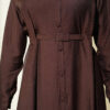 Buttoned Belted Dress with Trousers Dark Brown - Image 4