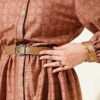 Button-Up Retro Patterned Dress Rose Dust - Image 4
