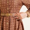 Button-Up Retro Patterned Dress Latte - Image 4