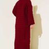 Buttoned Long Cardigan with Basket Weave Design Burgundy – Bild 3