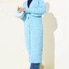 Buttoned Long Cardigan with Basket Weave Design Sky Blue