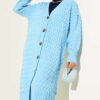 Buttoned Long Cardigan with Basket Weave Design Sky Blue - Afbeelding 2