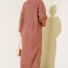 Buttoned Long Cardigan with Basket Weave Design Rose Dust - Imagen 3