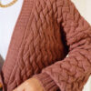 Buttoned Long Cardigan with Basket Weave Design Rose Dust - Imagen 4