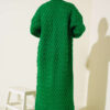 Buttoned Long Cardigan with Basket Weave Design Green - الصورة 3