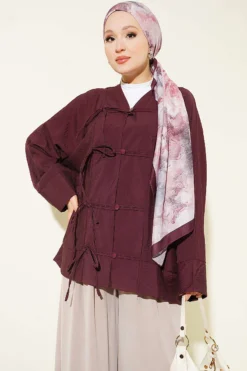 Brit Button Detail Shirt Plum