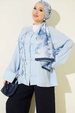 Brit Button Detail Shirt Blue