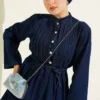 Brit Buttoned Denim Two-Piece Set Navy Blue - Image 2