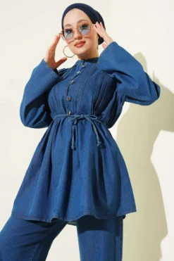 Vista alternativa de Brit Buttoned Denim Two-Piece Set Blue